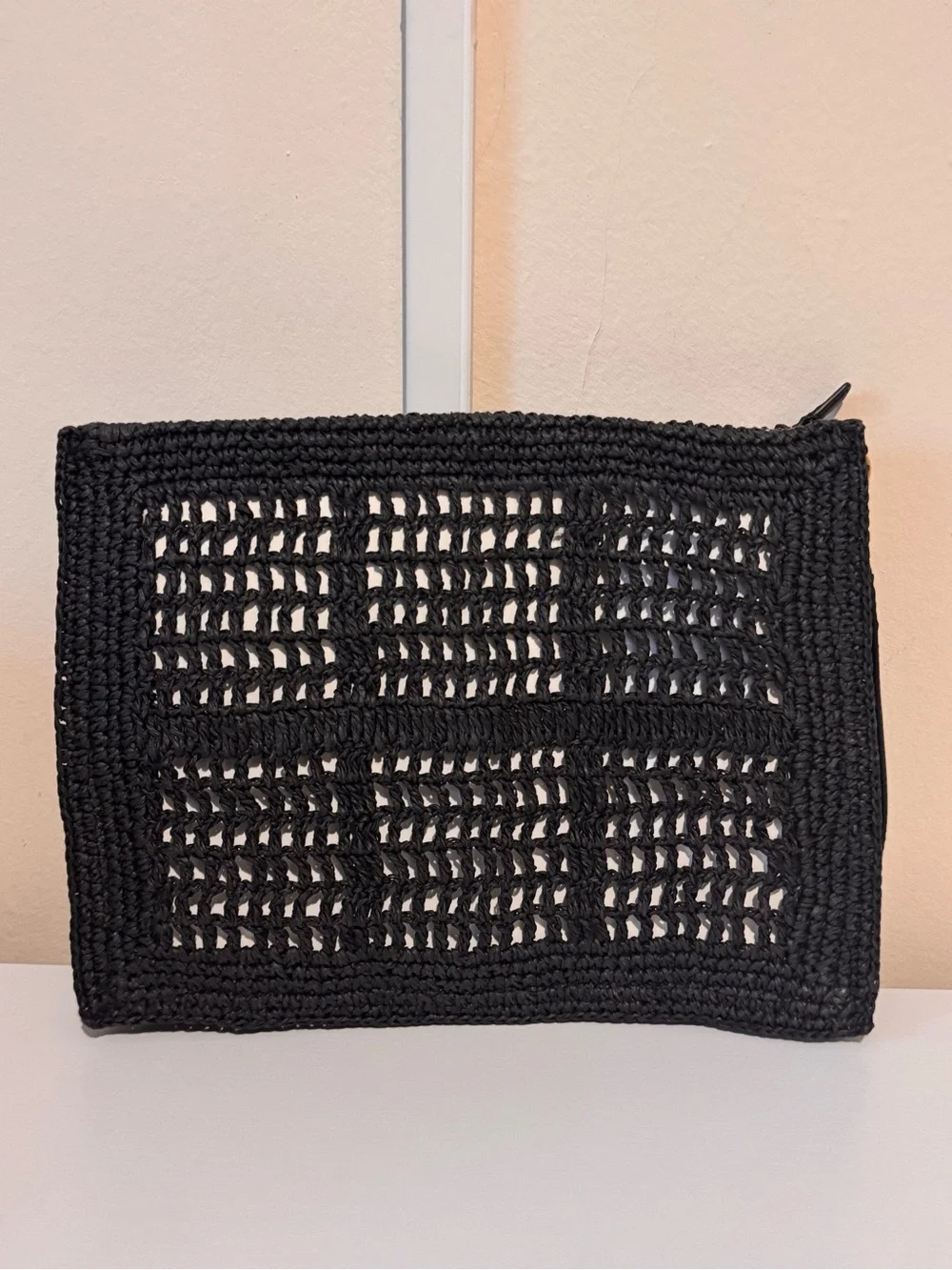 NWT Tory Burch Ella Crocheted Raffia Pouch
